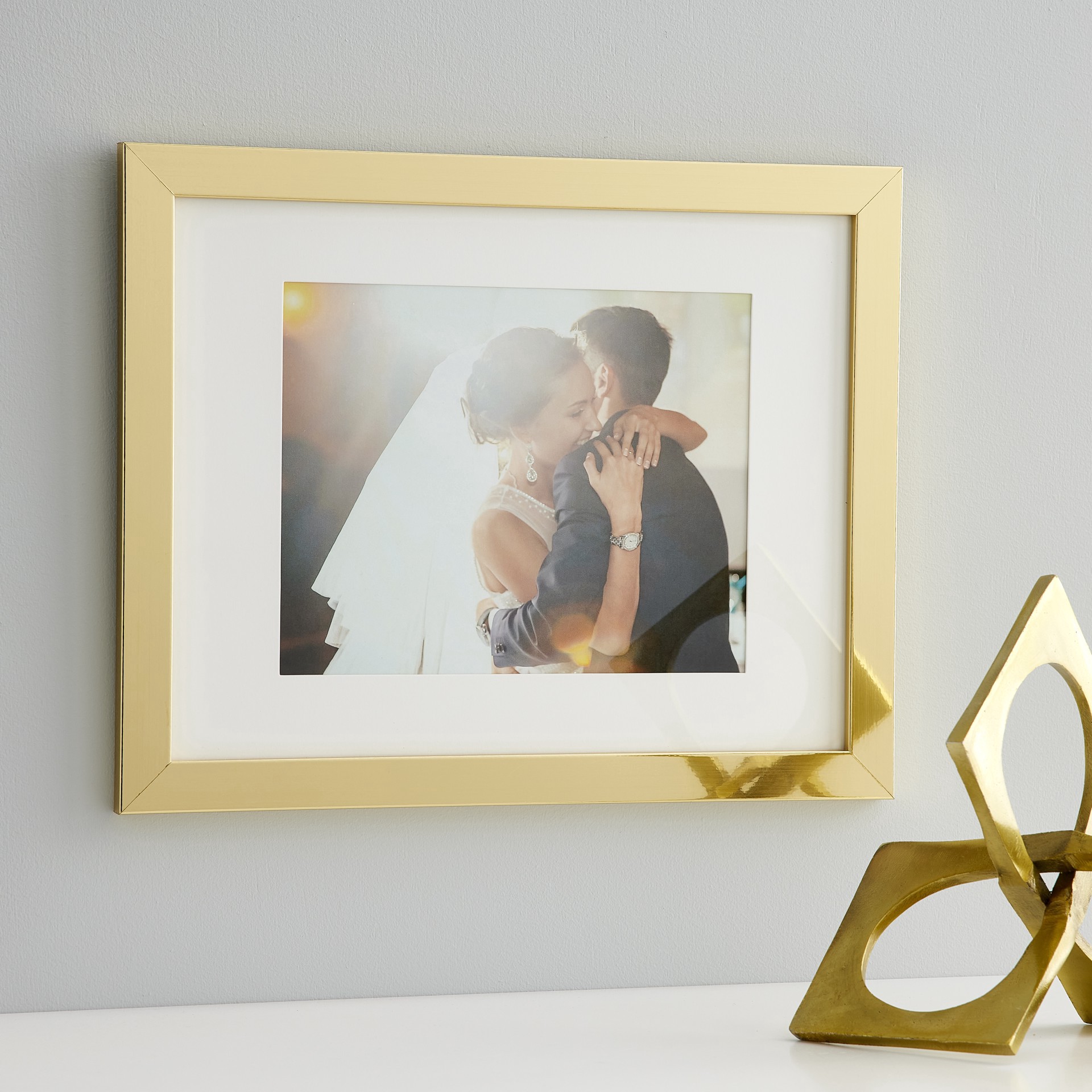 slide 2 of 7, Gold Metallic Belmont Frame With Mat By Studio Decor, 8 in x 10 in mat