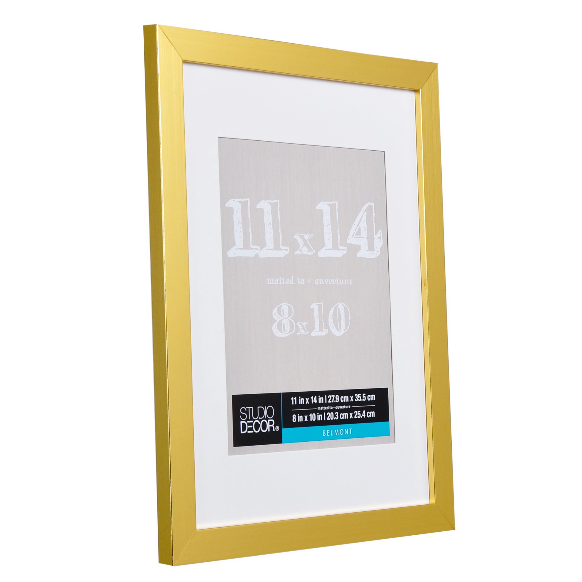 slide 5 of 7, Gold Metallic Belmont Frame With Mat By Studio Decor, 8 in x 10 in mat