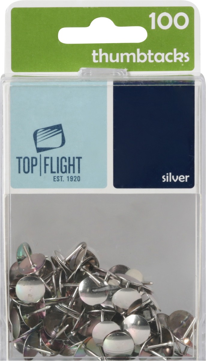 slide 2 of 12, Top Flight Silver Thumb Tacks, 100 ct