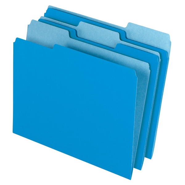 slide 1 of 1, Office Depot Brand File Folders, Letter Size, 1/3 Cut, Blue, Box Of 100, 100 ct