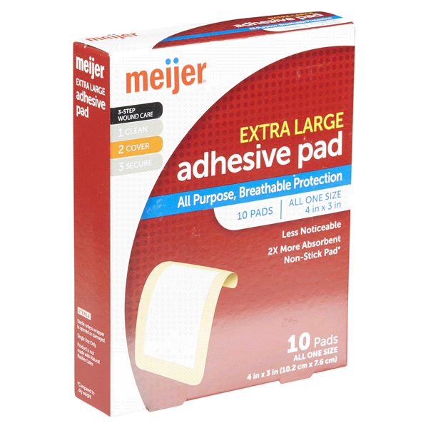 slide 4 of 29, Meijer Large Plastic Adhesive 3" Pad, 10 ct