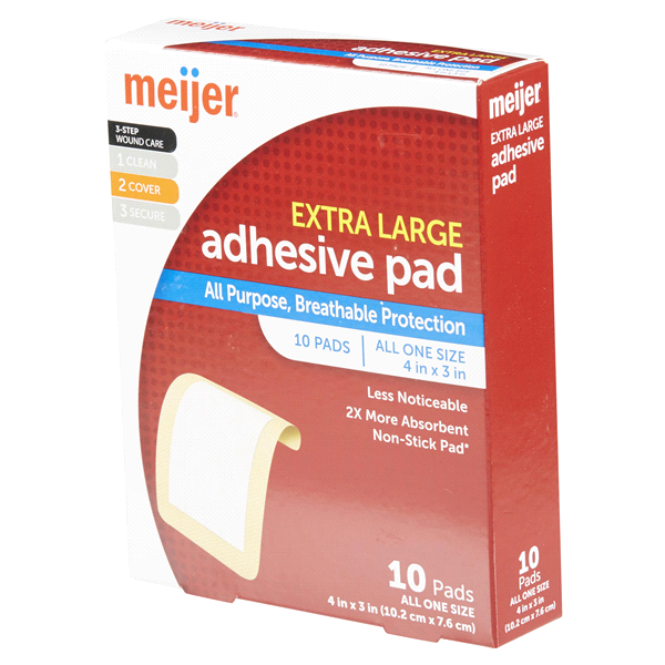 slide 8 of 29, Meijer Large Plastic Adhesive 3" Pad, 10 ct