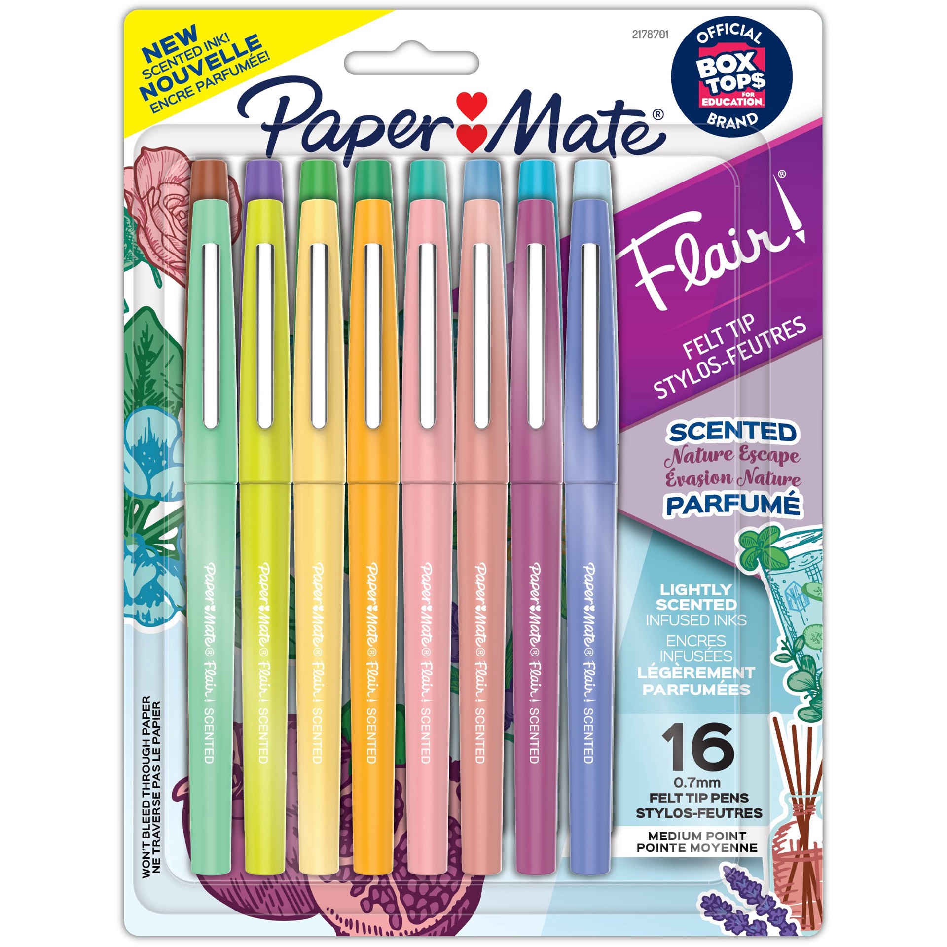 slide 1 of 8, Paper Mate Flair Nature Escape Scented 0.7mm Felt Tip Pens - Assorted Ink, 16 ct