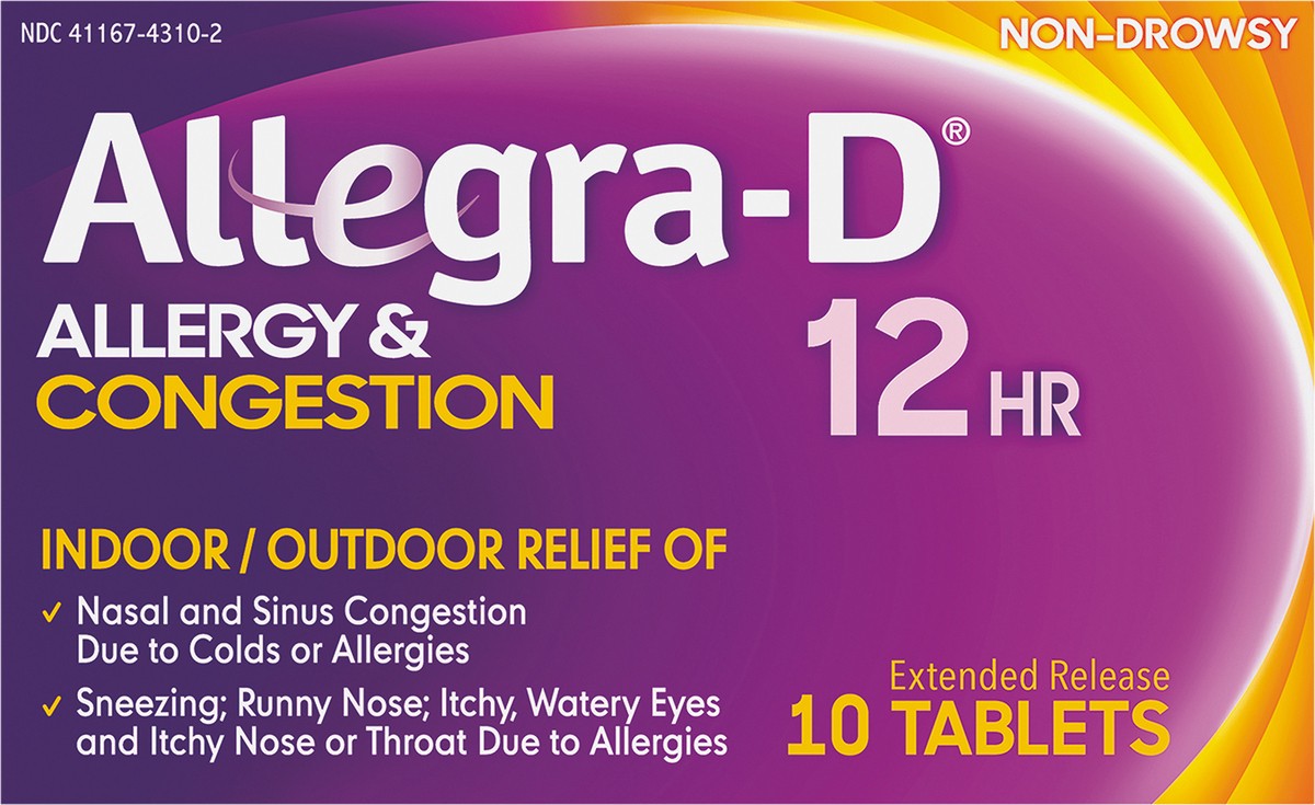 slide 7 of 7, Allegra-D Allegra D Allergy & Congestion 10 ea P, 10 ct