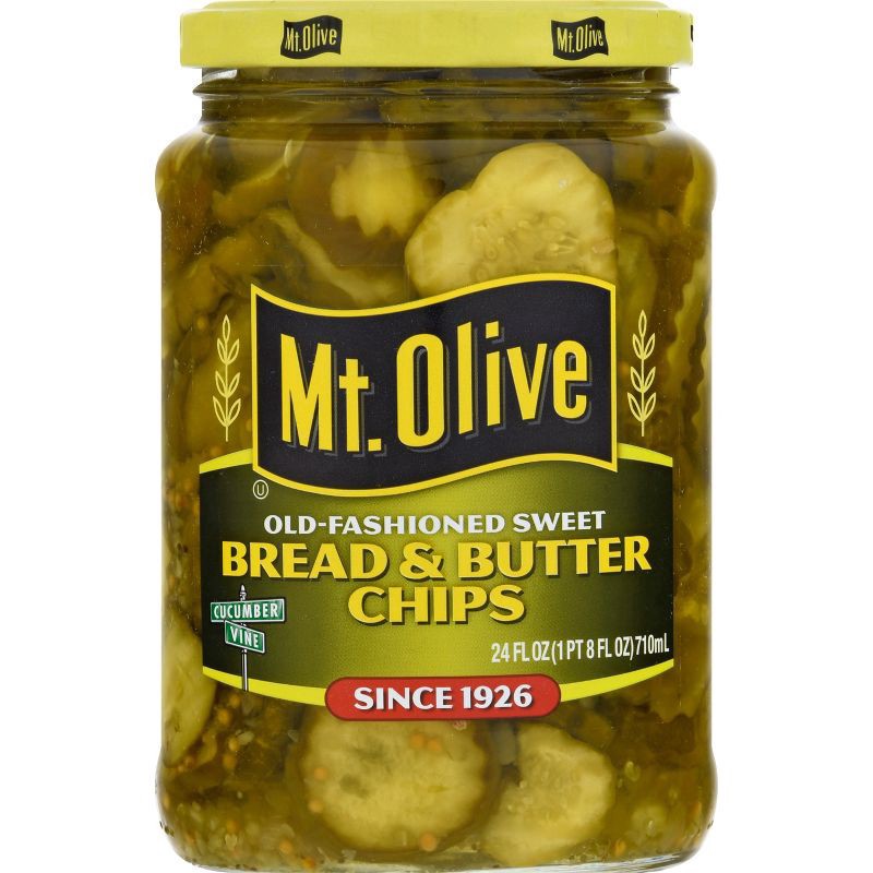 slide 1 of 4, Mt. Olive Old-Fashioned Sweet Bread & Butter Pickle Chips - 24oz, 24 fl oz