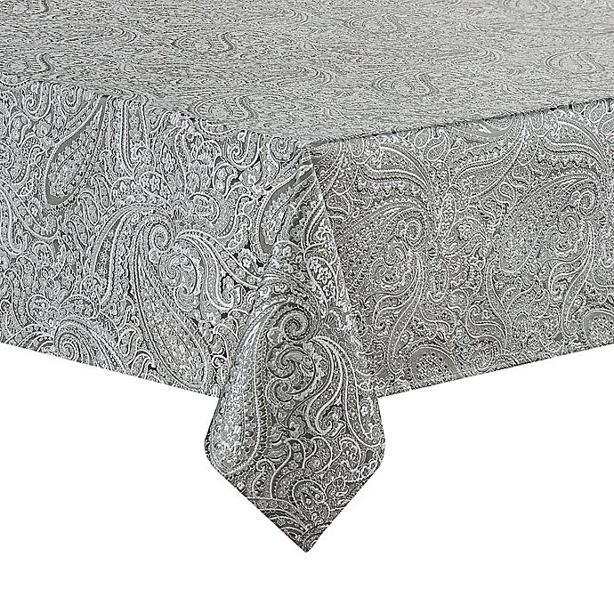 slide 1 of 2, Waterford Linens Esmerelda Oblong Tablecloth - Platinum, 70 in x 84 in