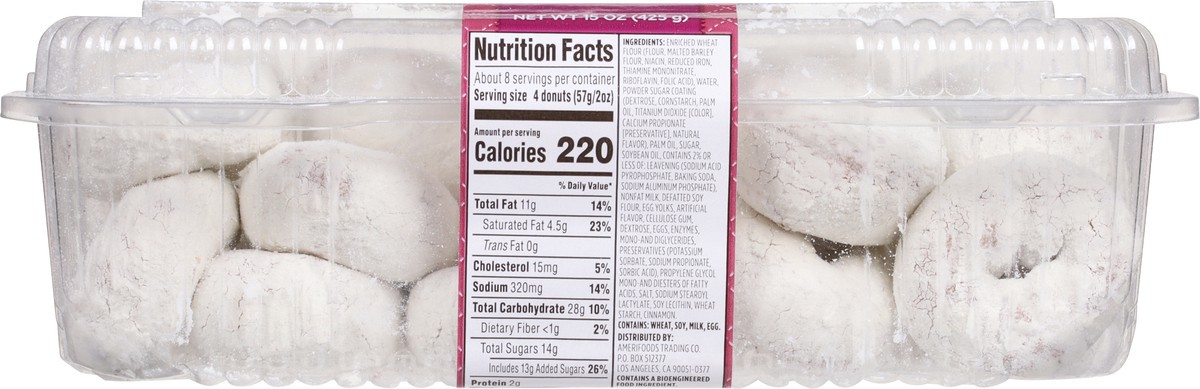 slide 2 of 12, First Street Mini Powdered Sugar Cake Donuts, 15 oz