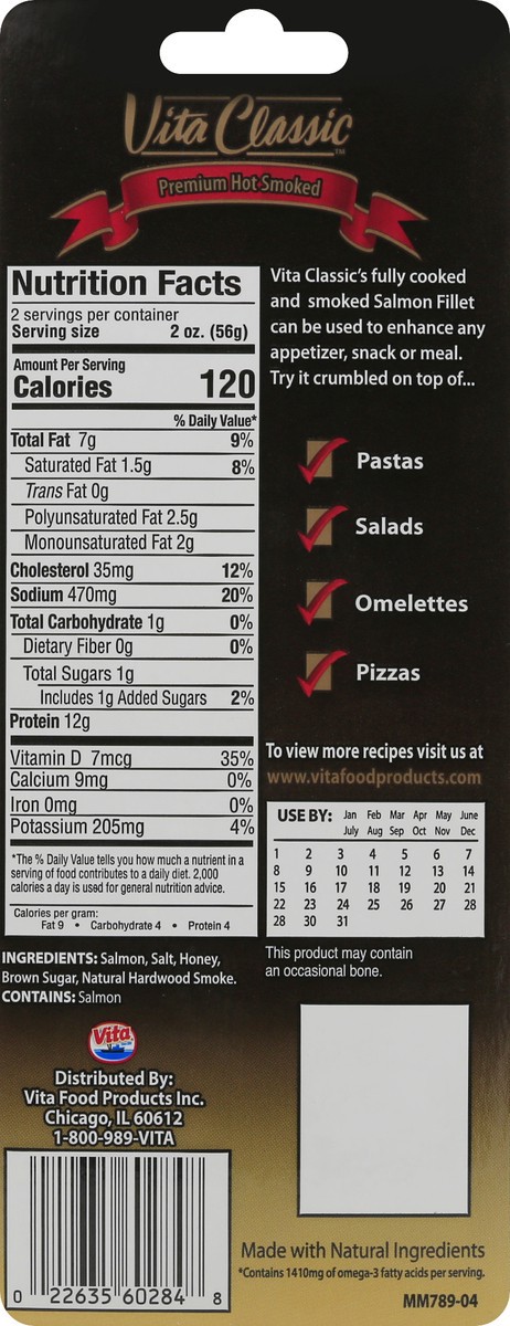 slide 2 of 12, Vita Honey Hot Smoked Atlantic Salmon, 4 oz