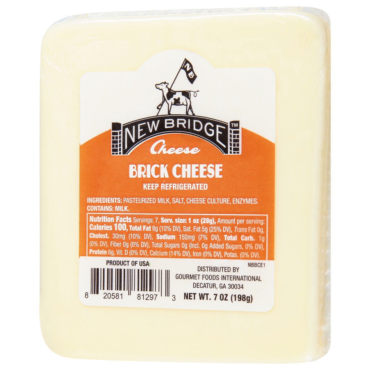 slide 11 of 11, New Bridge Cheese, Brick, 7 oz