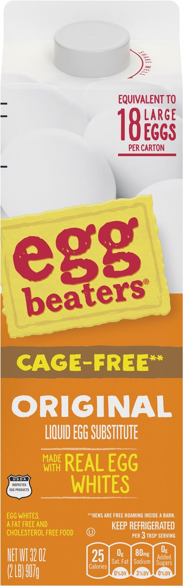 slide 5 of 9, Egg Beaters Cage Free Original Liquid Egg Whites, 32 oz Carton, 32 fl oz