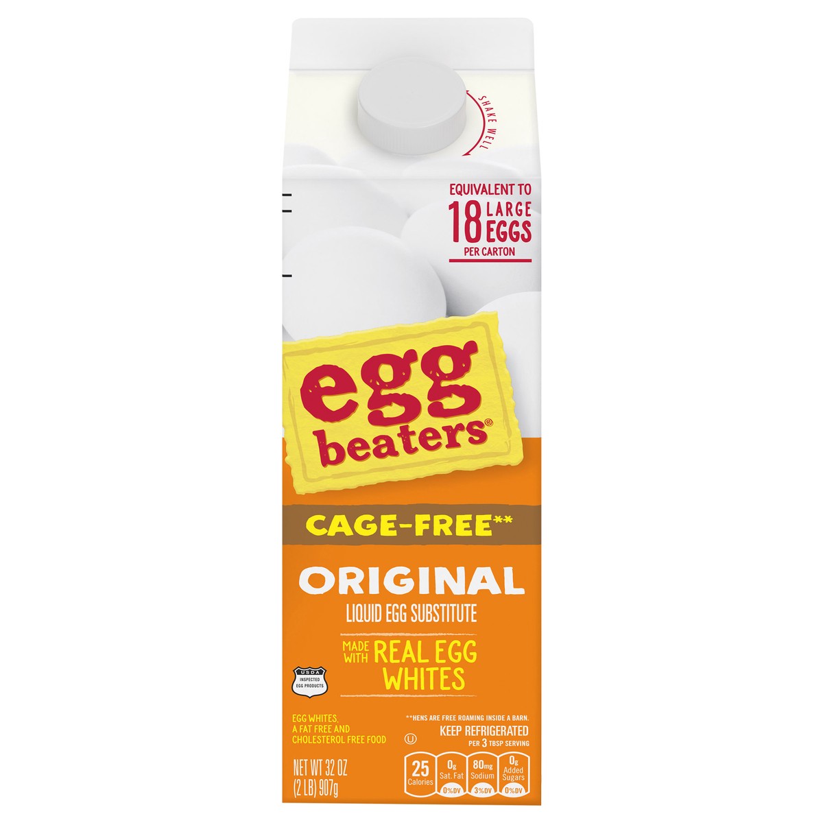 slide 1 of 9, Egg Beaters Cage Free Original Liquid Egg Whites, 32 oz Carton, 32 fl oz