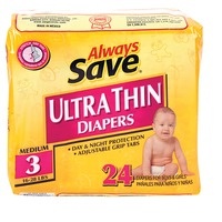 slide 1 of 1, Always Save Ultra Thin Size 3 Diapers, 24 ct