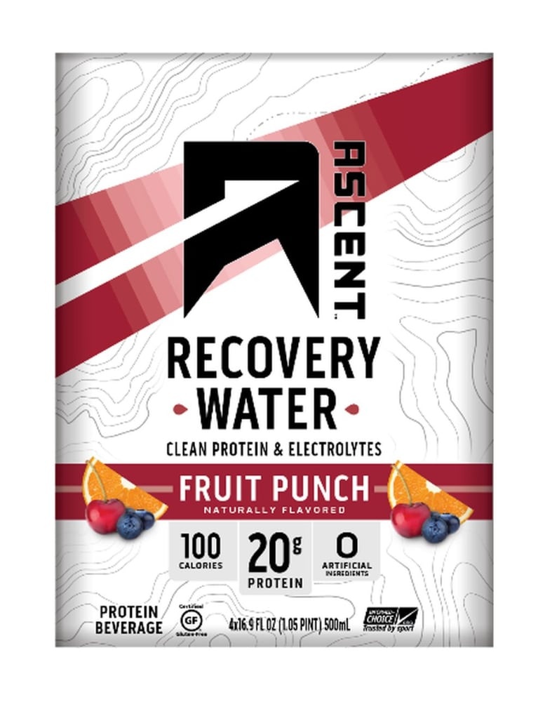 slide 1 of 1, Ascent Recovery Water Fruit Punch Flavored Protein Beverage, 4 ct; 16.9 fl oz