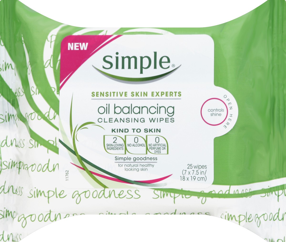 slide 2 of 5, Simple Oil Balancing Cleansing Wipes, 25 ct