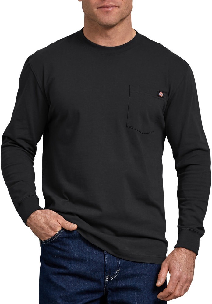 slide 2 of 2, Dickies Men's Heavyweight Long Sleeve Crew Neck T-Shirt - Black, XXL