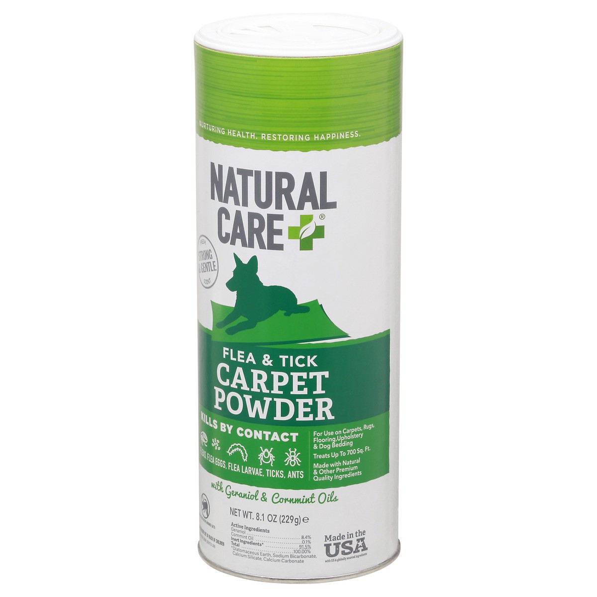 slide 2 of 9, Natural Care + Flea and Tick Carpet Powder, 8.1 oz