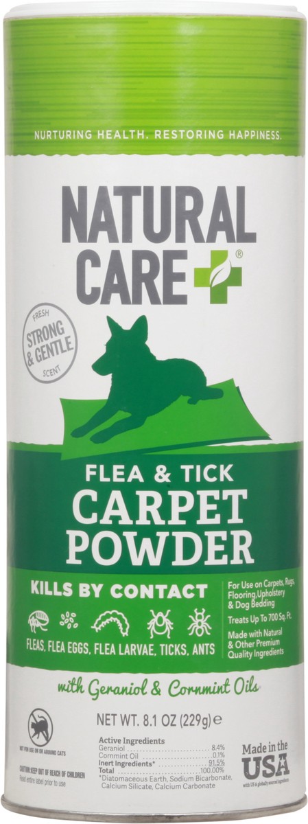 slide 3 of 9, Natural Care + Flea and Tick Carpet Powder, 8.1 oz