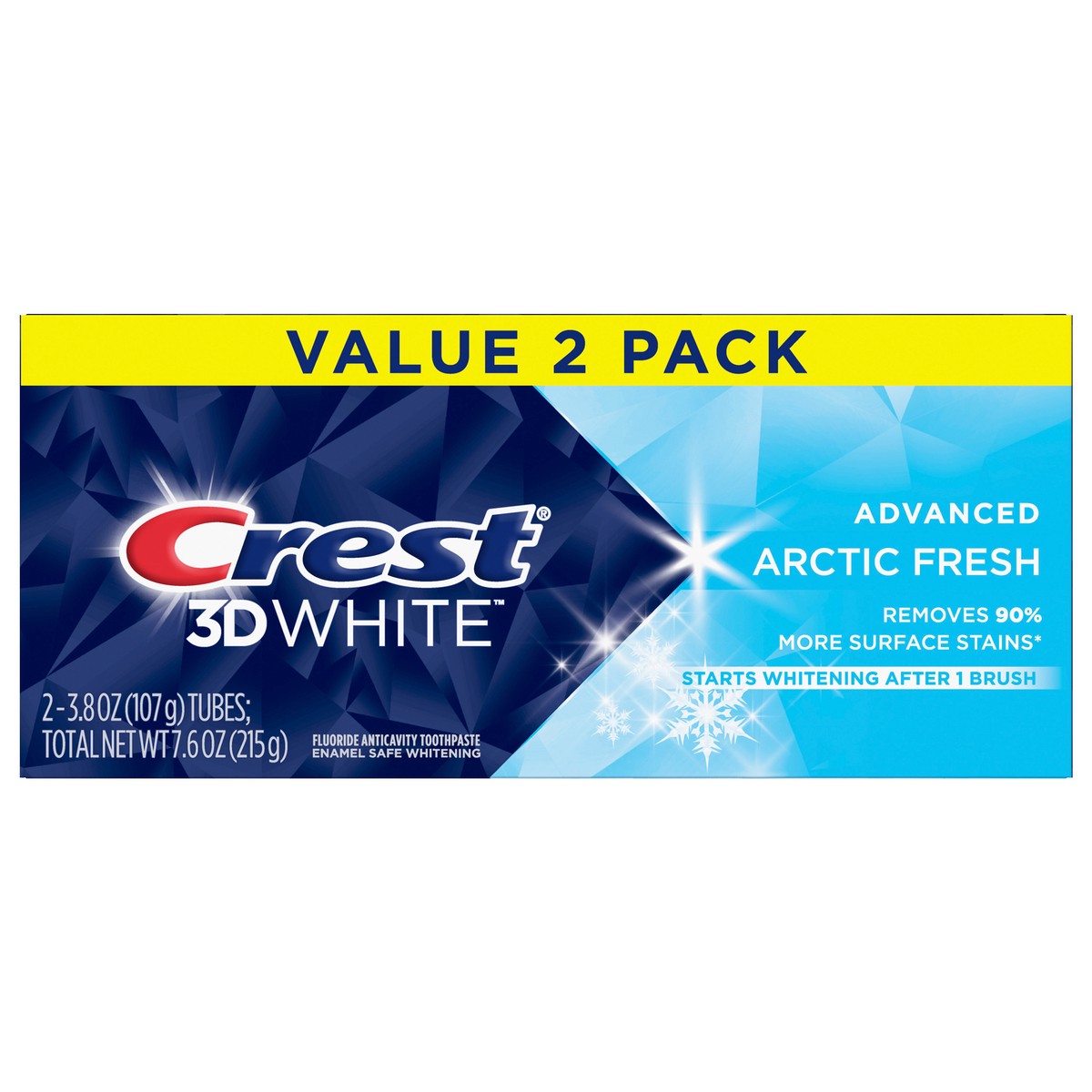 slide 1 of 3, Crest 3D White Fluoride Anticavity Toothpaste, Arctic Fresh, 2 ct, 4.1 oz