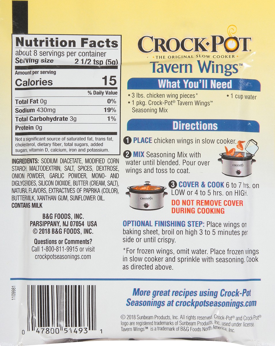 slide 2 of 12, Crock-Pot Tavern Wings Seasoning Mix 1.5 oz. Packet, 1.5 oz