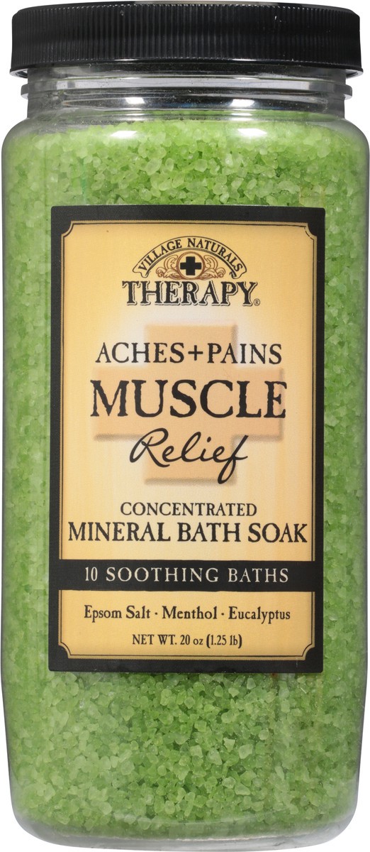 slide 9 of 9, Village Naturals Therapy Concentrated Muscle Eucalyptus Mint Mineral Bath Soak 20 oz, 20 oz