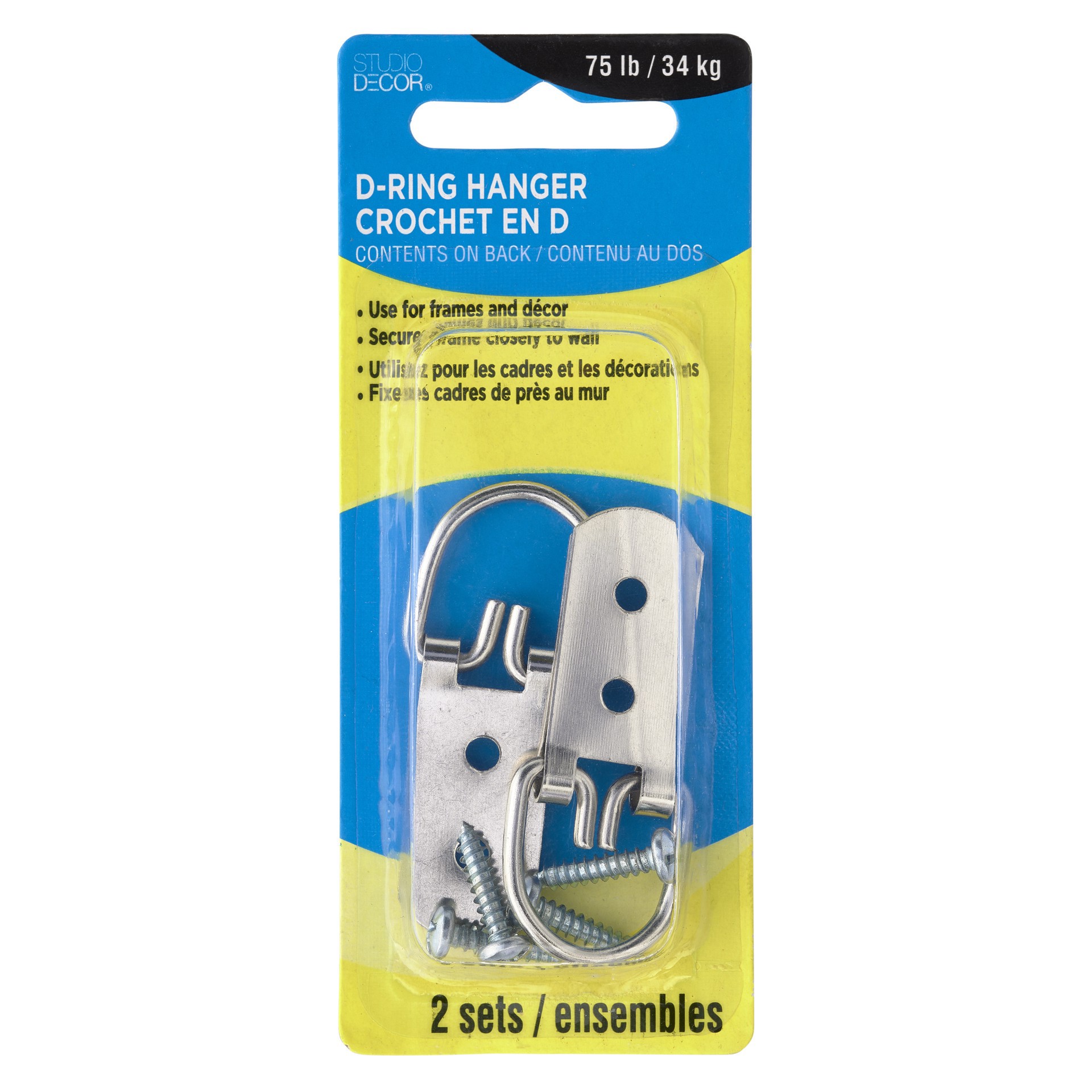 slide 3 of 3, 75lb. 2-Hole D-Ring Hanger, 2ct. By Studio Decor, 2 ct