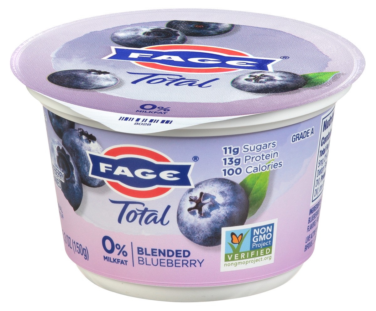slide 3 of 9, Fage Blueberry Greek Yogurt Nonfat Blended, 5.3 oz