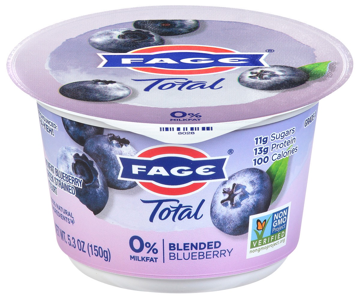 slide 1 of 9, Fage Blueberry Greek Yogurt Nonfat Blended, 5.3 oz