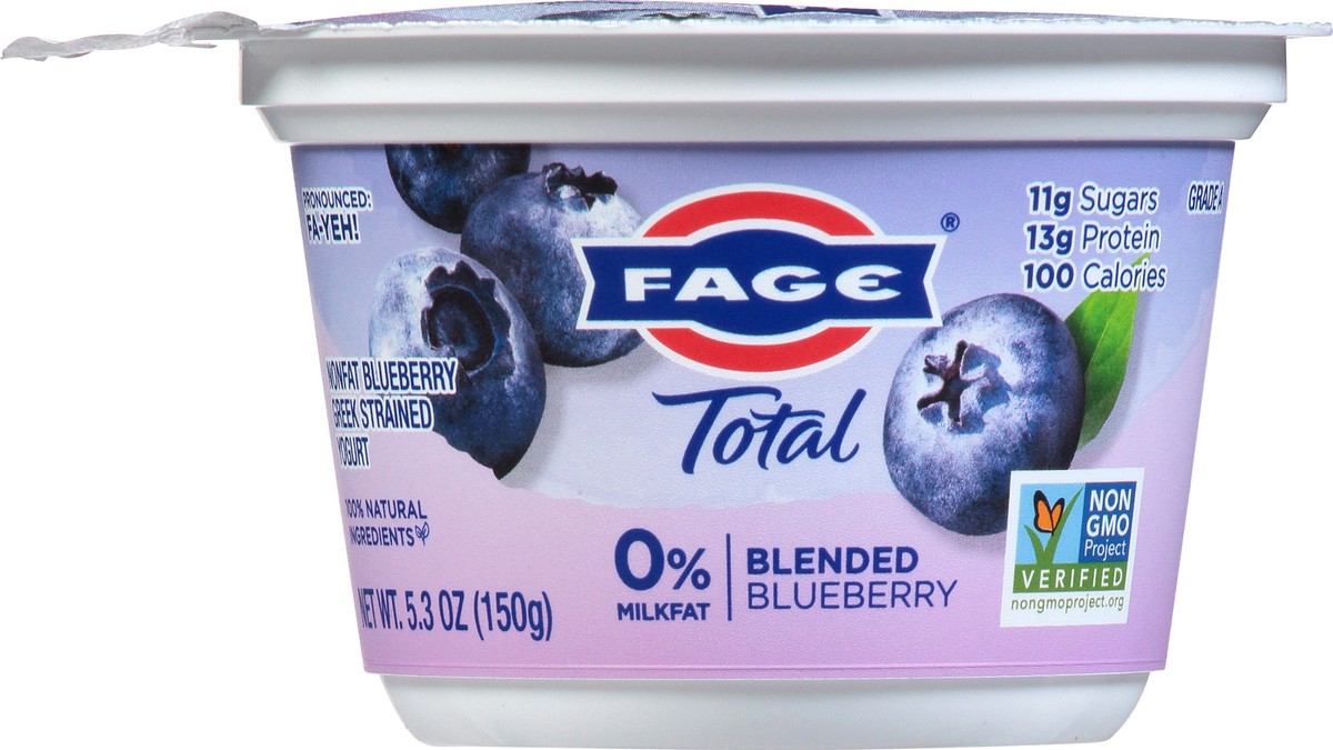 slide 1 of 9, Fage Blueberry Greek Yogurt Nonfat Blended, 5.3 oz