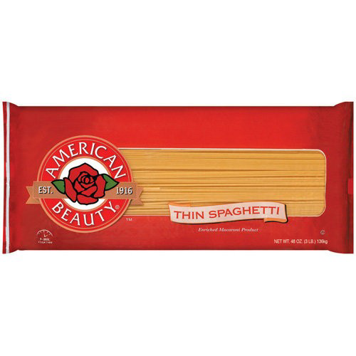 slide 1 of 1, American Beauty Enriched Macaroni Product Thin Spaghetti, 48 oz