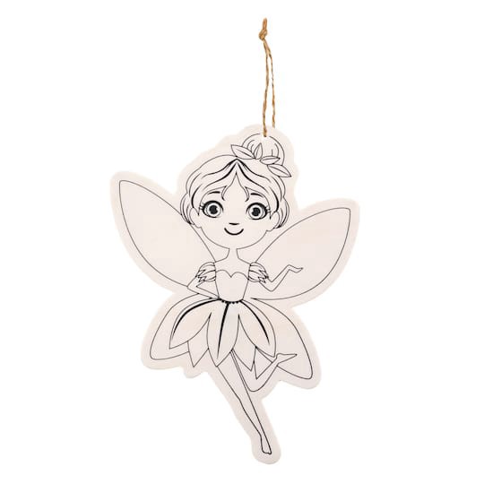 slide 1 of 2, Fairy Color-In Wood Ornament By Creatology, 7 in x 5 in