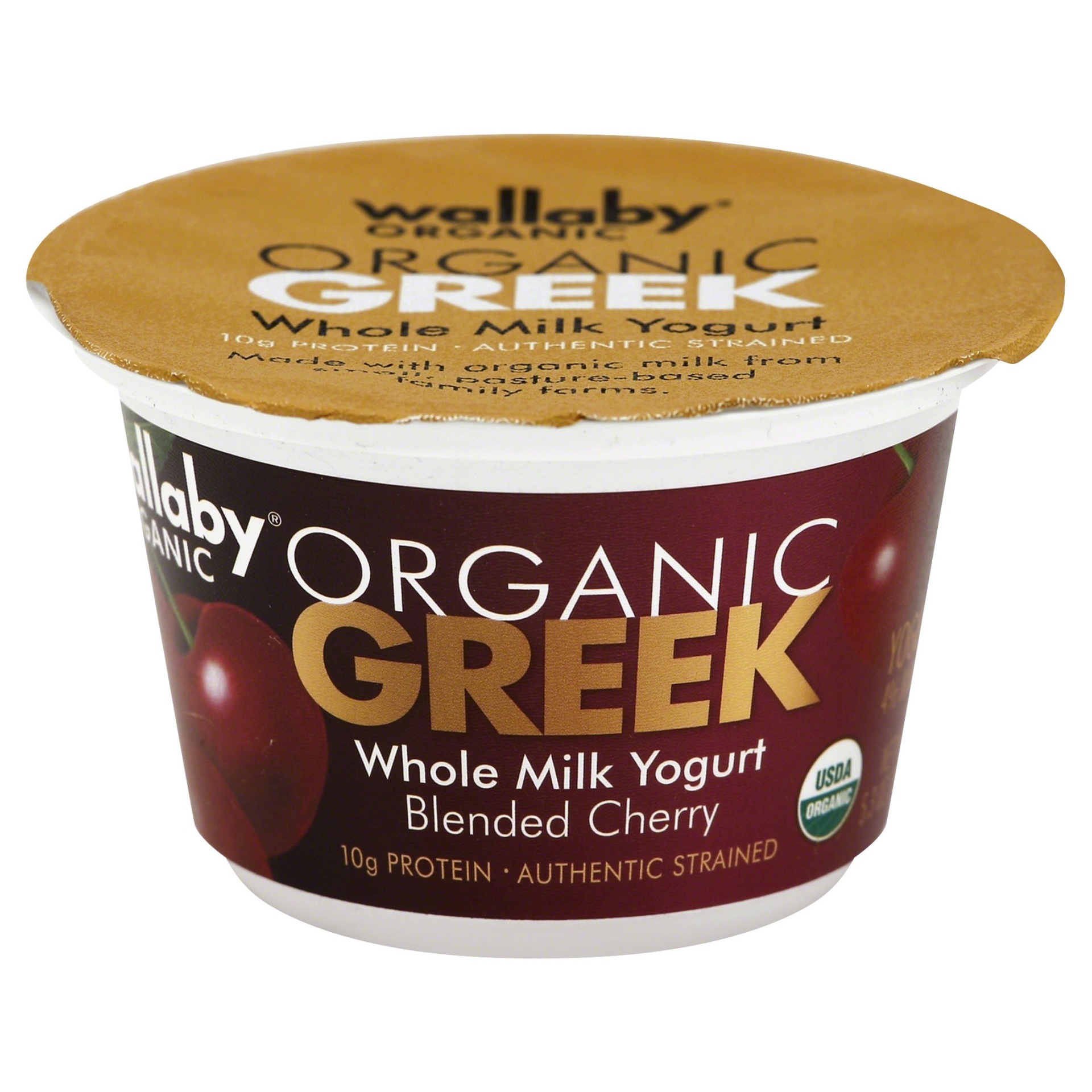 slide 1 of 3, Wallaby Organic Aussie Greek Cherry Whole Milk Yogurt, 5.3 oz