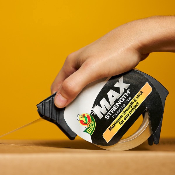slide 2 of 4, Duck Max Strength® Packing Tape With Dispenser, 1-15/16"" x 20 Yd., Clear, 1 ct
