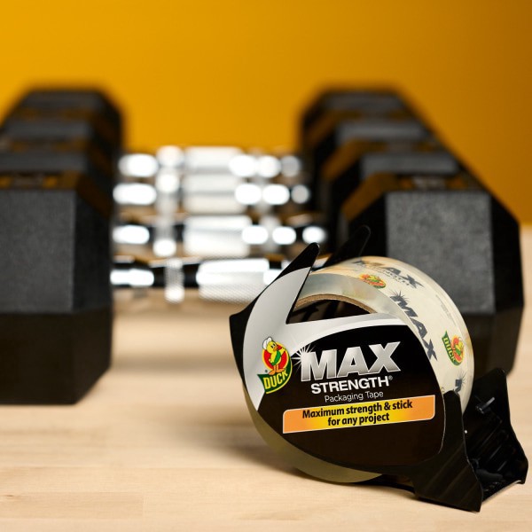 slide 3 of 4, Duck Max Strength® Packing Tape With Dispenser, 1-15/16"" x 20 Yd., Clear, 1 ct