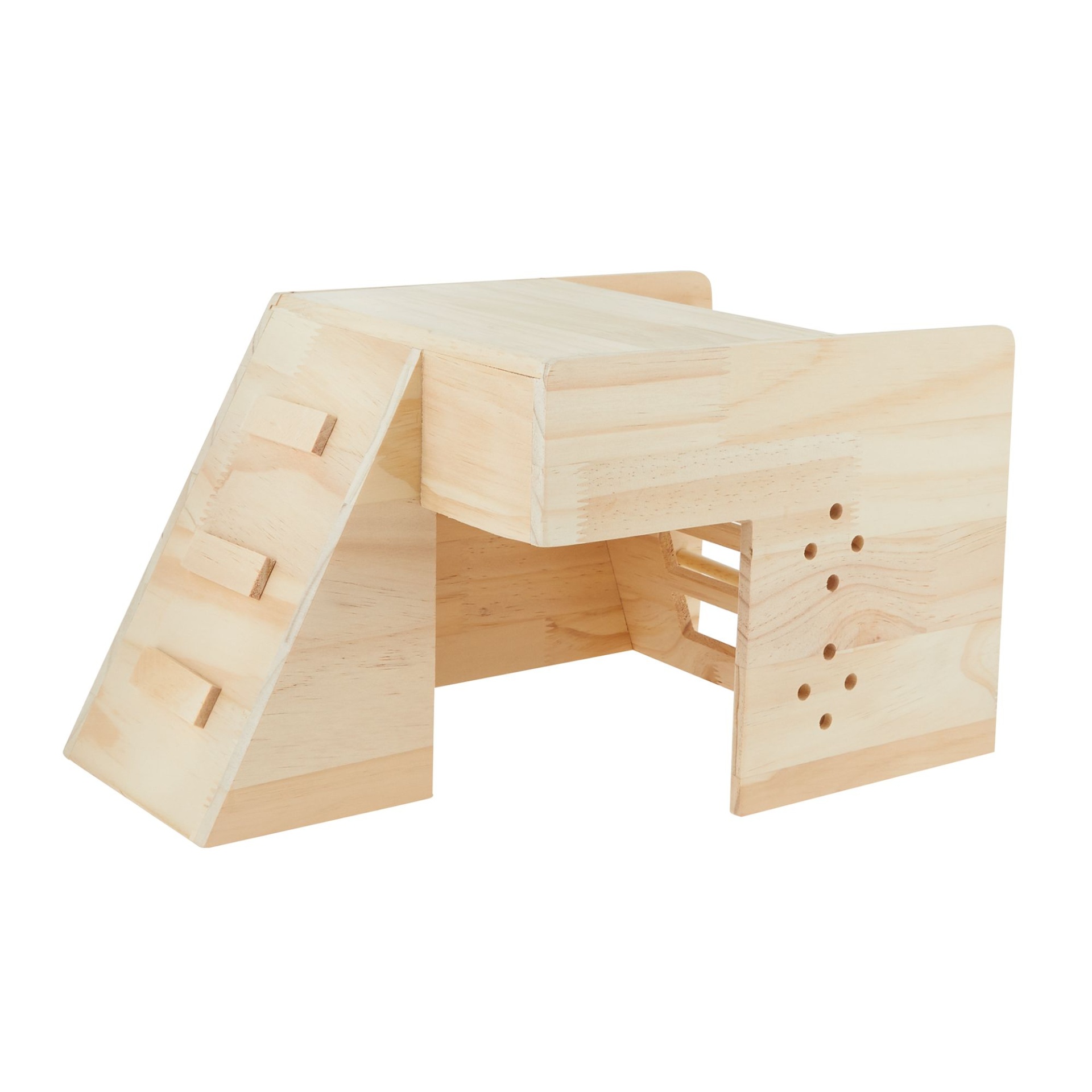 slide 1 of 1, Full Cheeks Small Pet Pinewood Corner Hideaway & Hay Holder, 1 ct