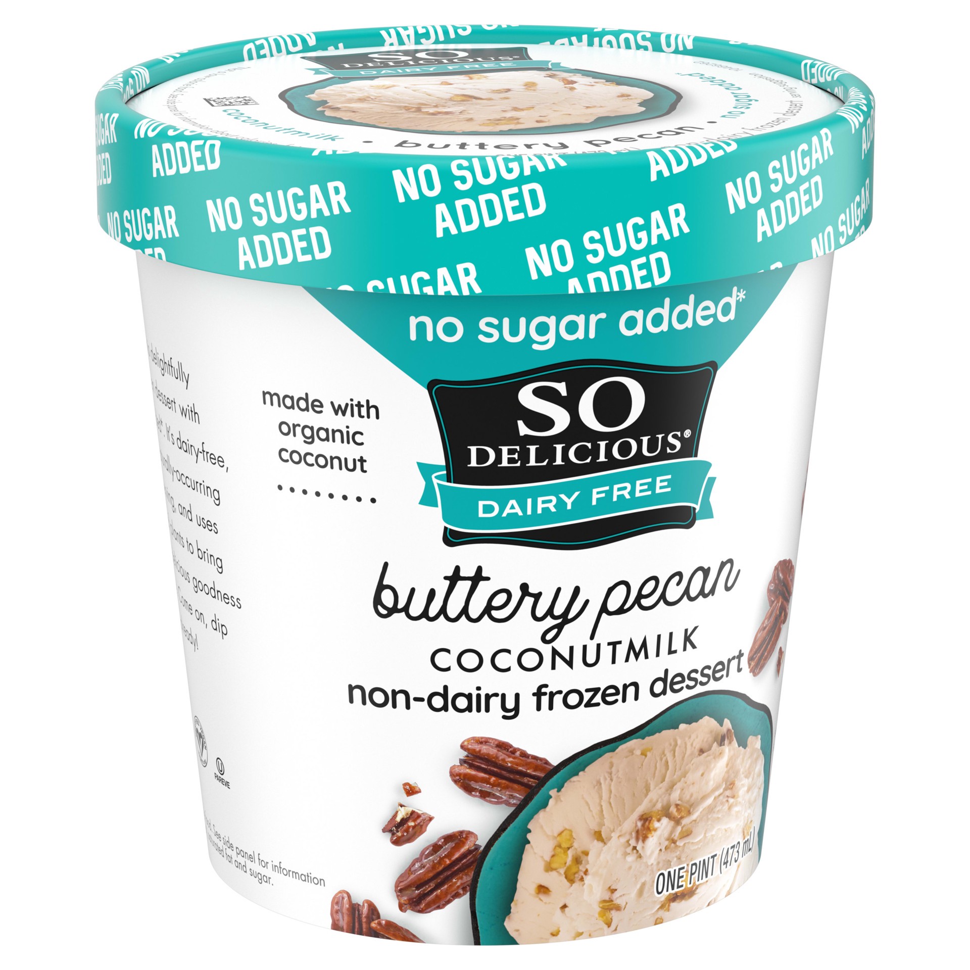 slide 2 of 5, So Delicious No Sugar Added Butter Pecan Coconut Milk Frozen Dessert, 16 oz