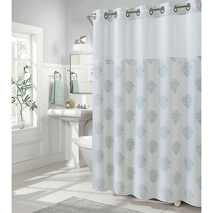 slide 1 of 1, Hookless Coral Reef Shower Curtain - Grey Mist, 71 in x 74 in