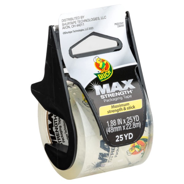 slide 4 of 8, Duck Max Strength® Packing Tape With Refillable Dispenser, 1-15/16"" x 25 Yd., Clear, 1 ct