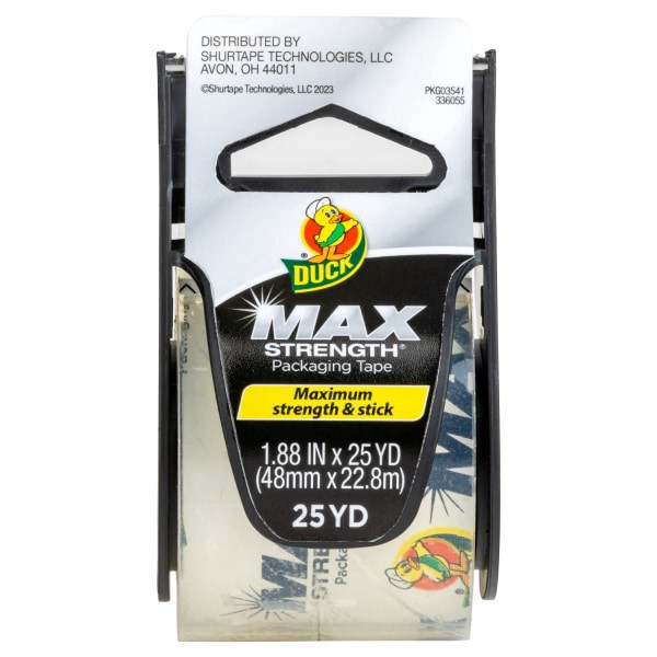 slide 1 of 8, Duck Max Strength® Packing Tape With Refillable Dispenser, 1-15/16"" x 25 Yd., Clear, 1 ct