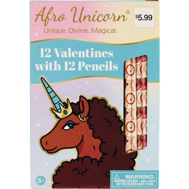 slide 1 of 1, VALENTINES ACCESSORIES Val Afro Unicrn Pencil, 1 ct
