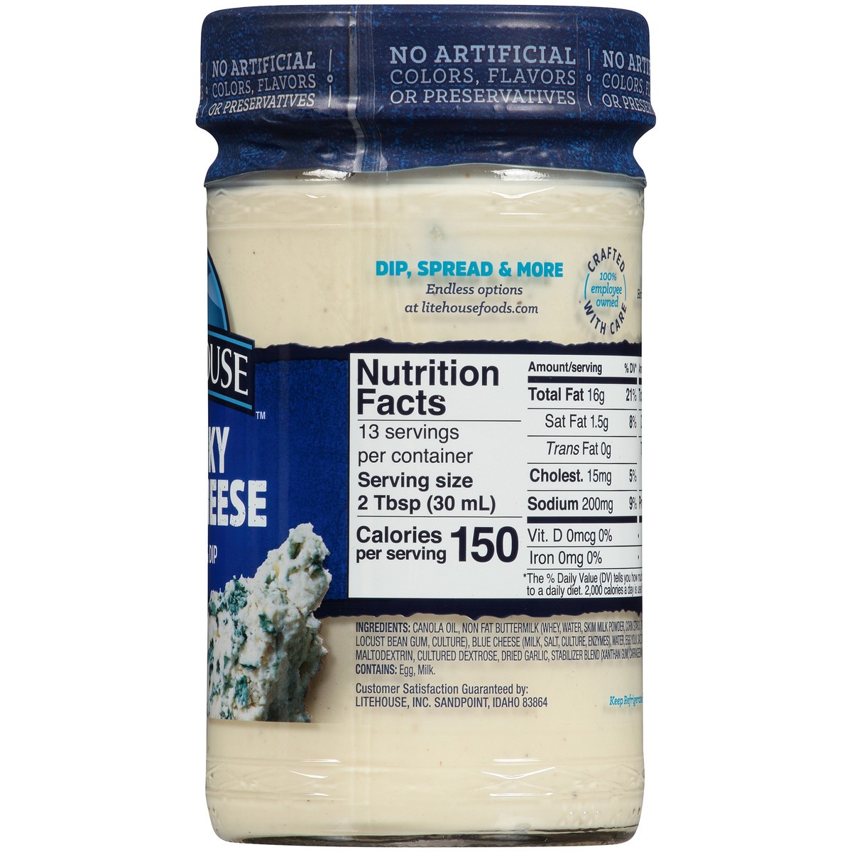 slide 8 of 9, Litehouse Chunky Blue Cheese Dressing & Dip 13 fl. oz. Jar, 