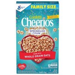 Confetti Cheerios Breakfast Cereal, Gluten Free, Made with Whole Grain Oats, Family Size, 19 oz