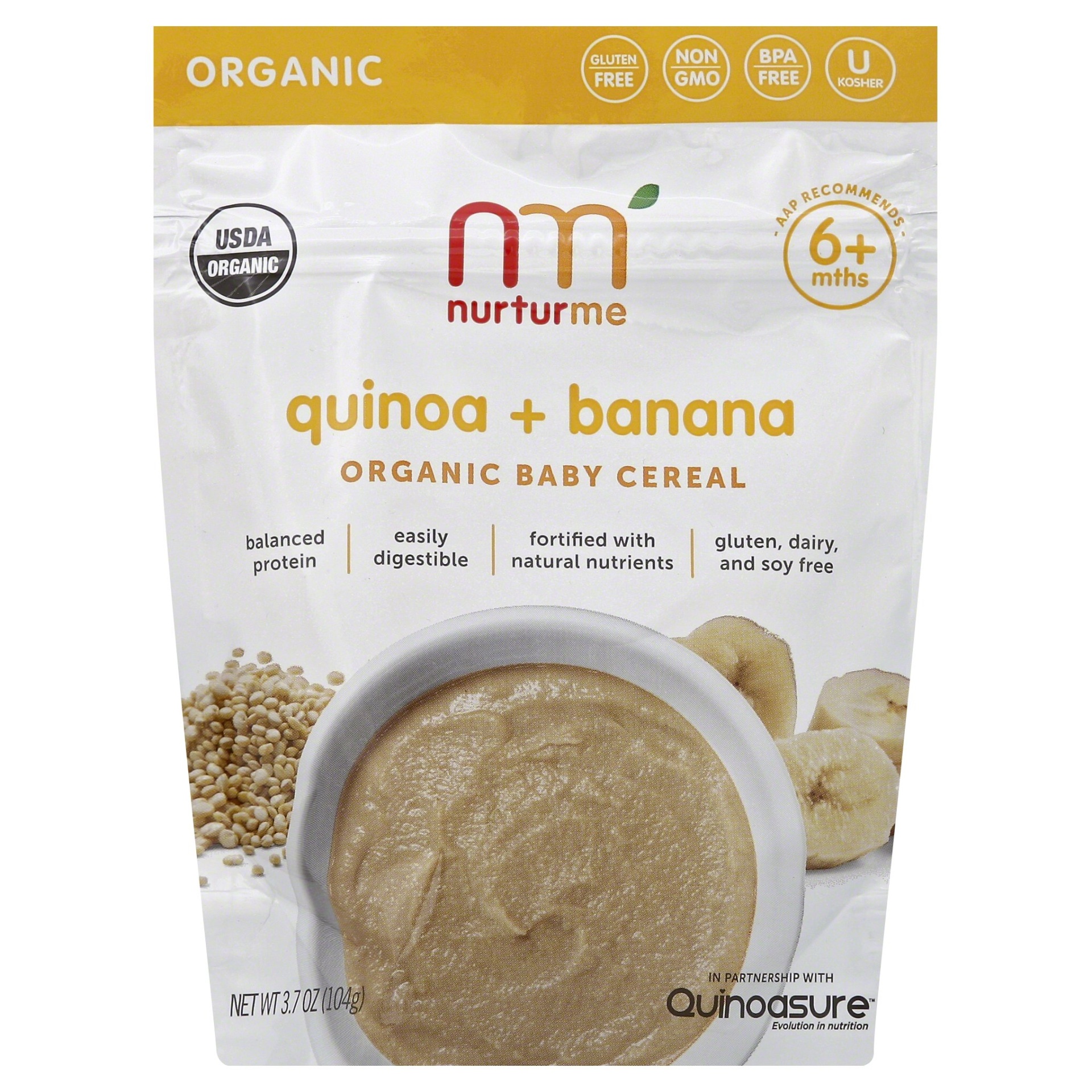 slide 1 of 3, NurturMe Organic Cereal, Quinoa + Banana, 3.7 oz