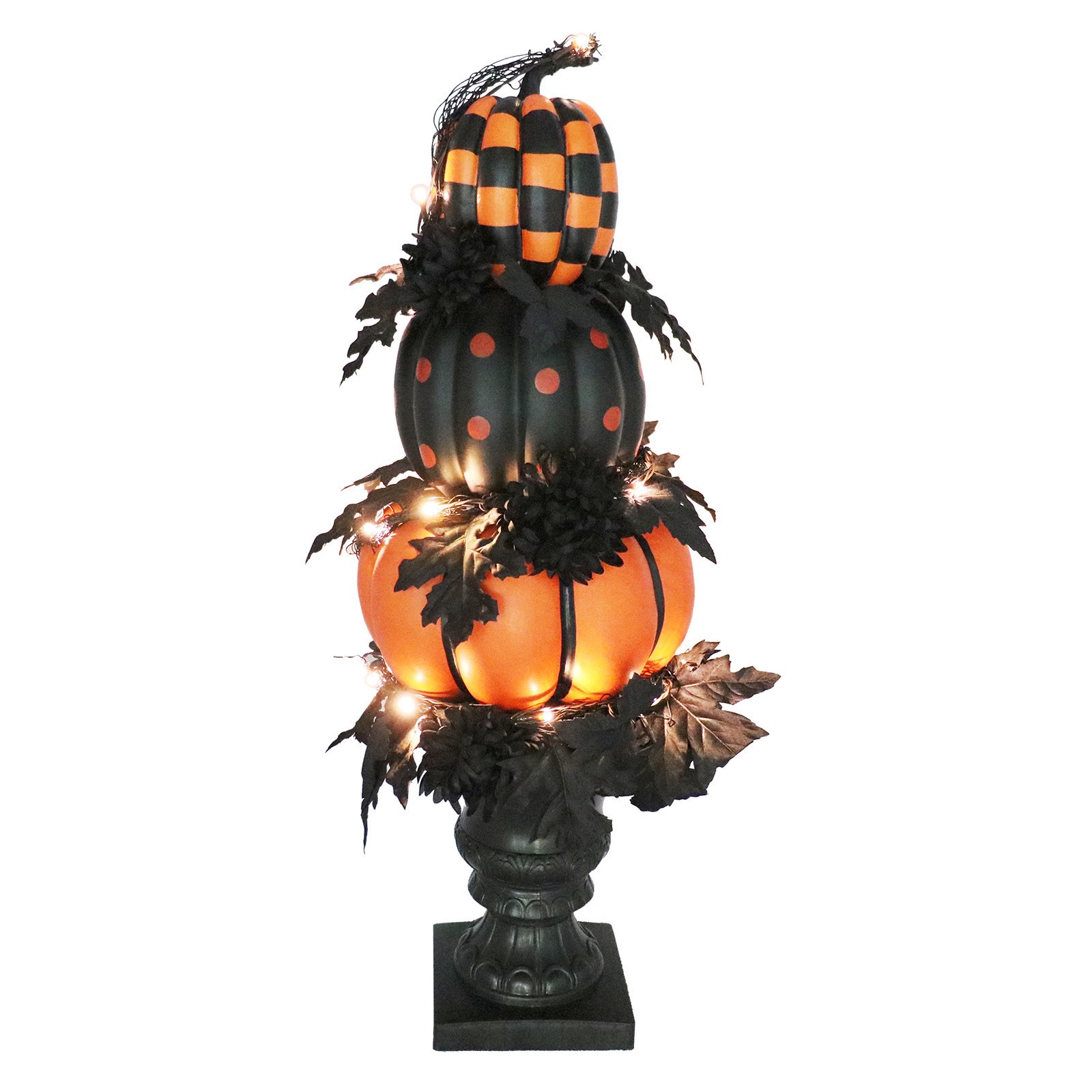 slide 3 of 3, 31.5" Halloween Led Pumpkin Topiary In Urn By Ashland, 31.5 in