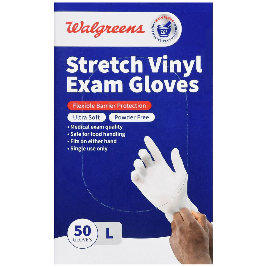 slide 2 of 5, Walgreens Large Latex Free Vinyl Exam Gloves, 50 ct