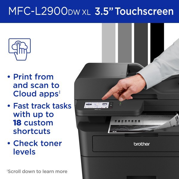 slide 8 of 10, Brother MFC-L2900DW XL Wireless Compact Monochrome Laser Printer with Duplex, Mobile Printing, 1 ct