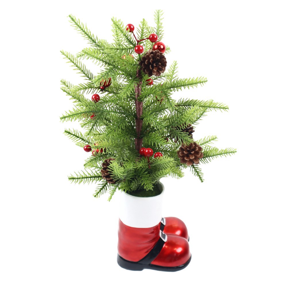 slide 2 of 4, 23" Christmas Tree In Santa Boot Pot Tabletop Decor By Ashland, 12 in x 12 in x 23 in