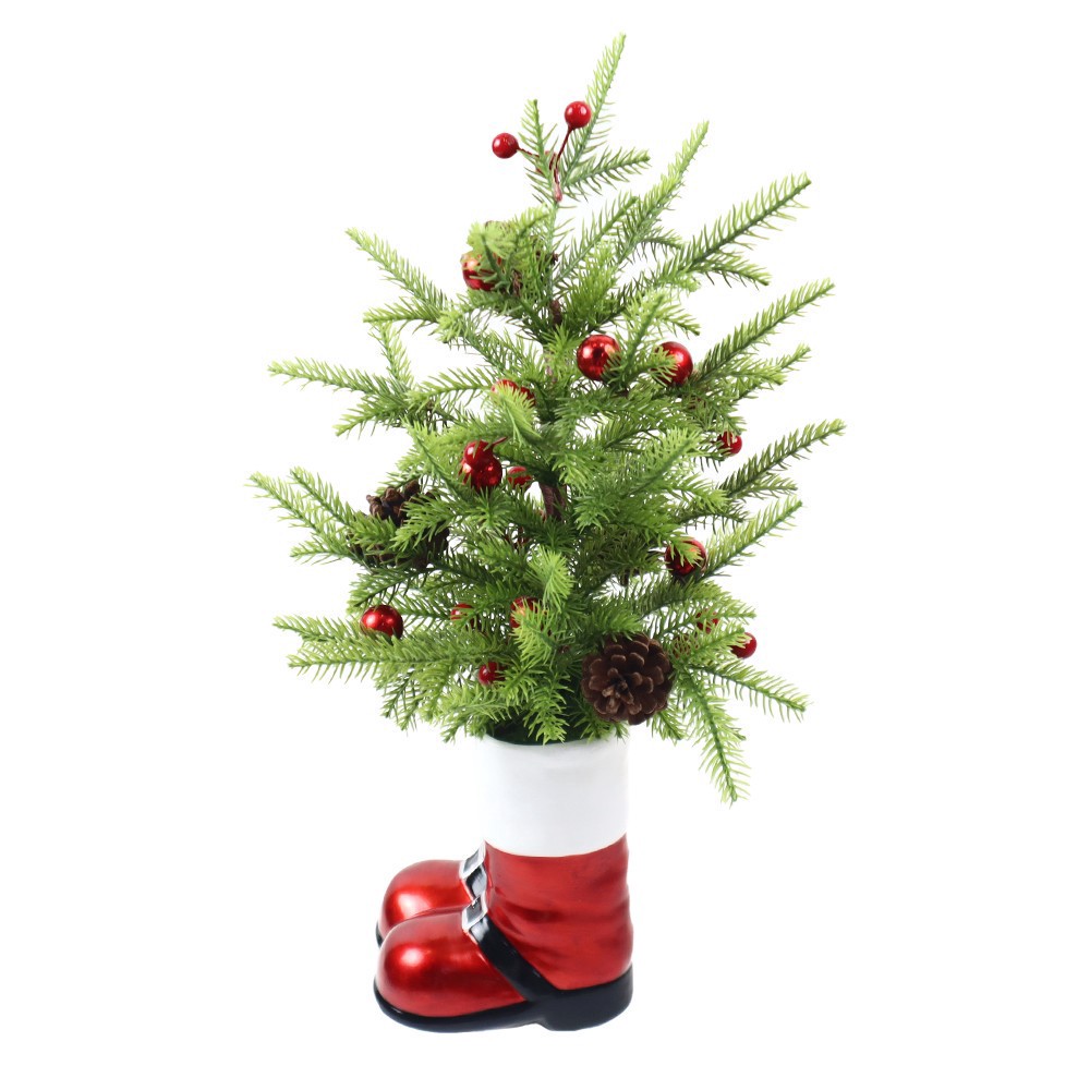 slide 3 of 4, 23" Christmas Tree In Santa Boot Pot Tabletop Decor By Ashland, 12 in x 12 in x 23 in