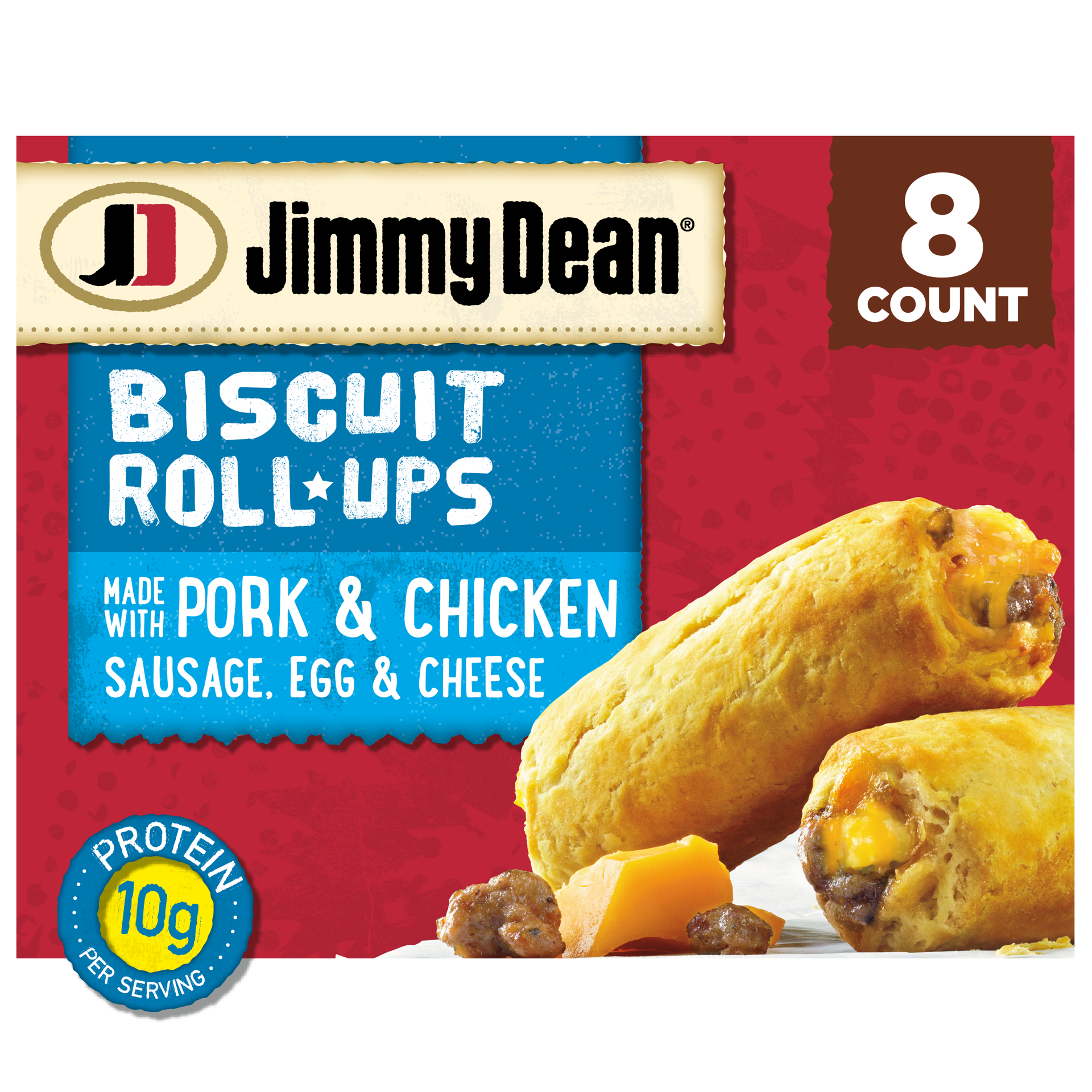 slide 1 of 11, Jimmy Dean Biscuit Roll-Ups, Sausage, Frozen Breakfast, 8 Count, 362.87 g