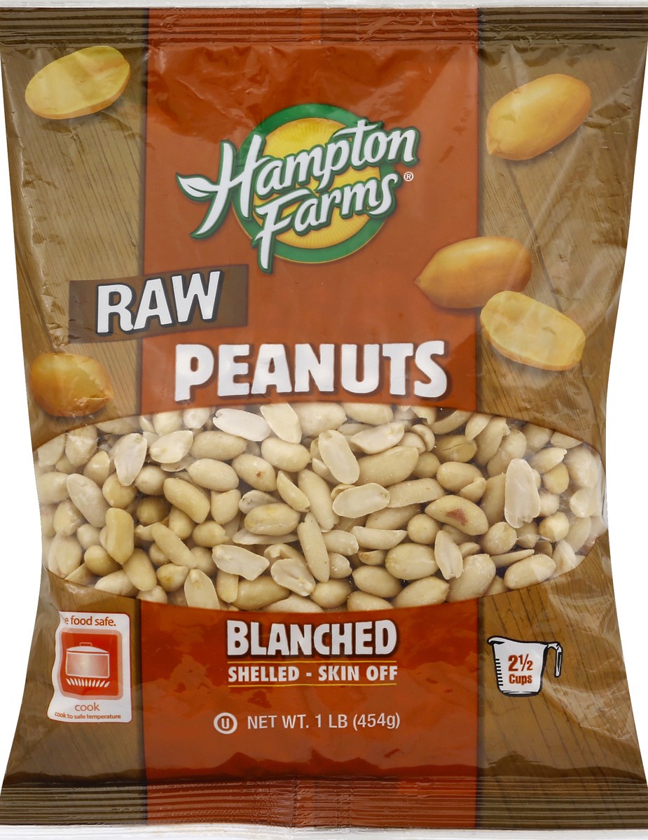 slide 2 of 2, Hampton Farms Blanched Raw Peanuts, 1 lb