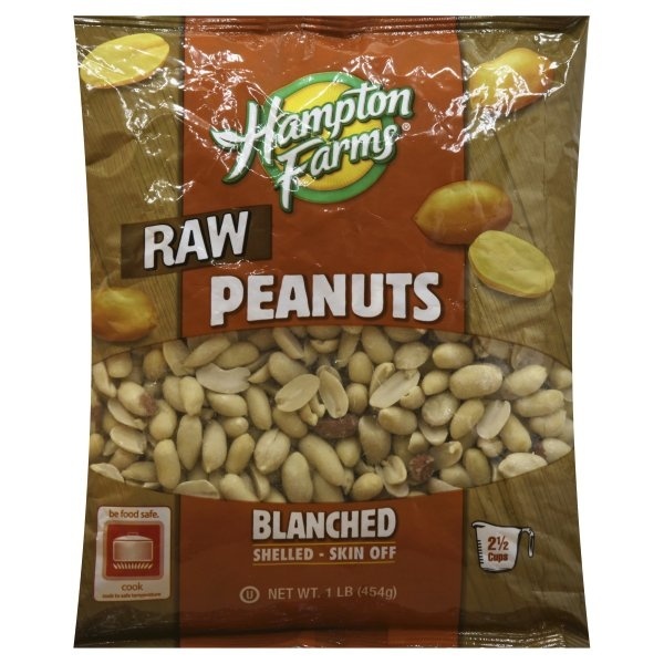 slide 1 of 2, Hampton Farms Blanched Raw Peanuts, 1 lb